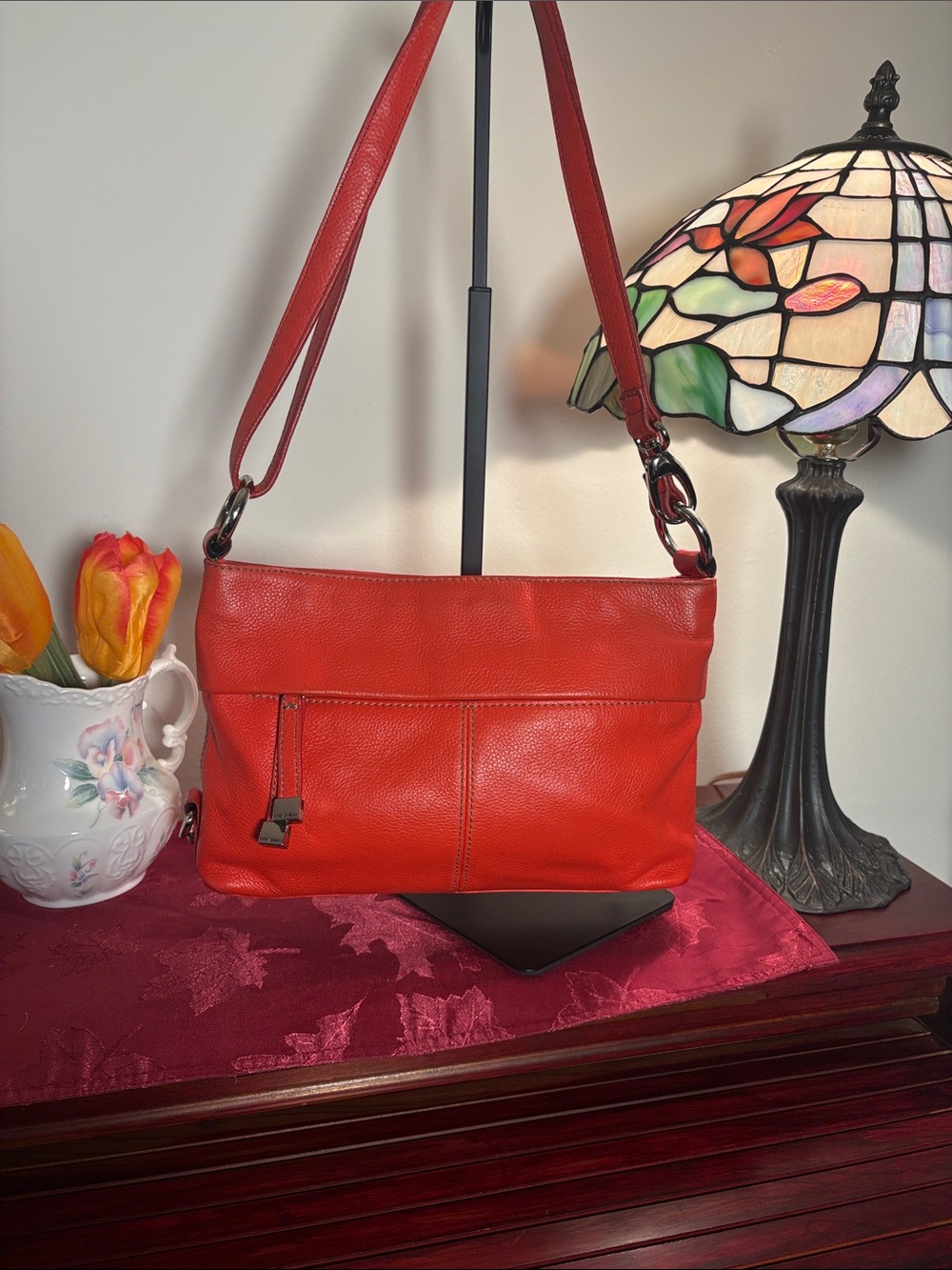 Classic Red Leather Shoulder Bag